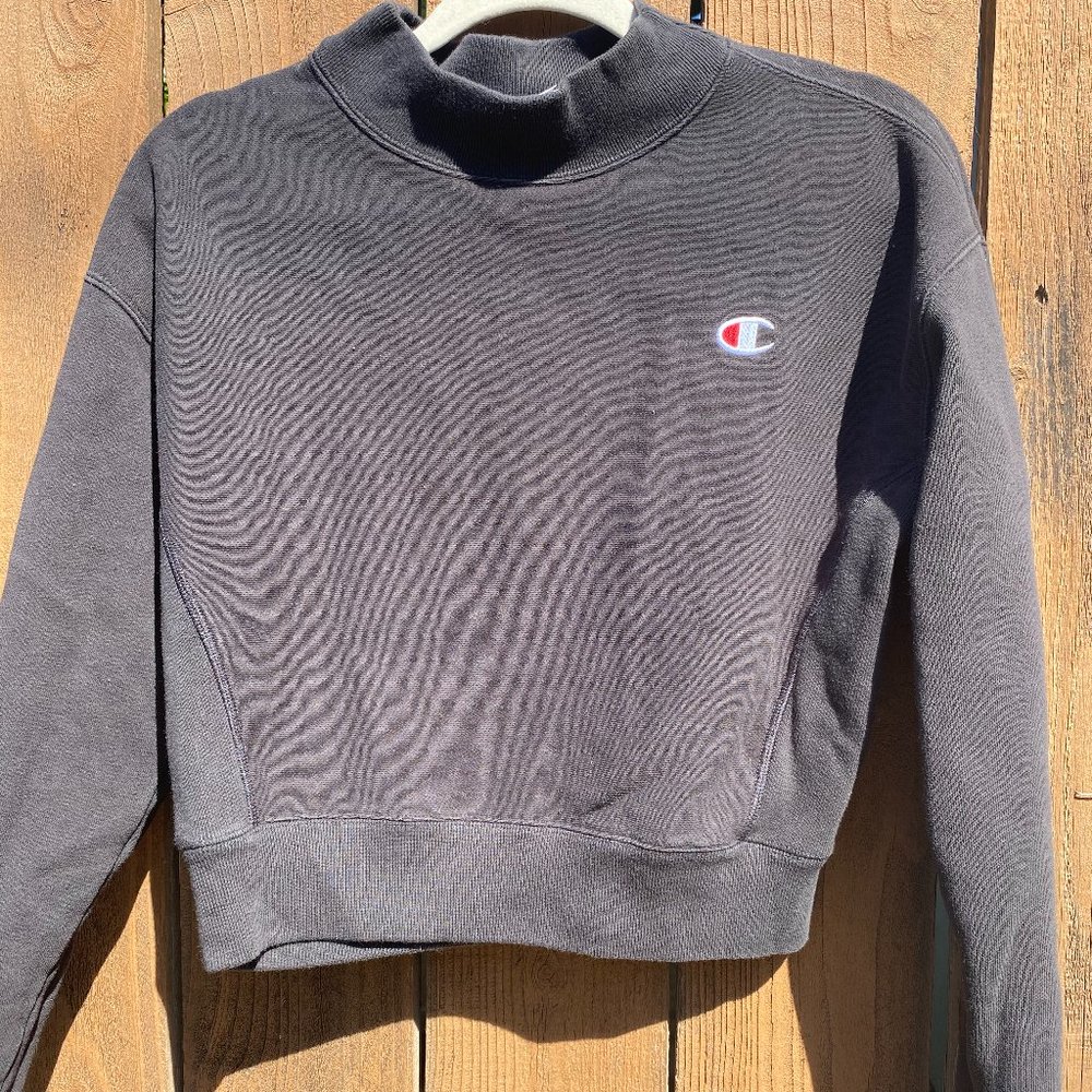 Champion Black Crewneck Cropped Sweatshirt, Small